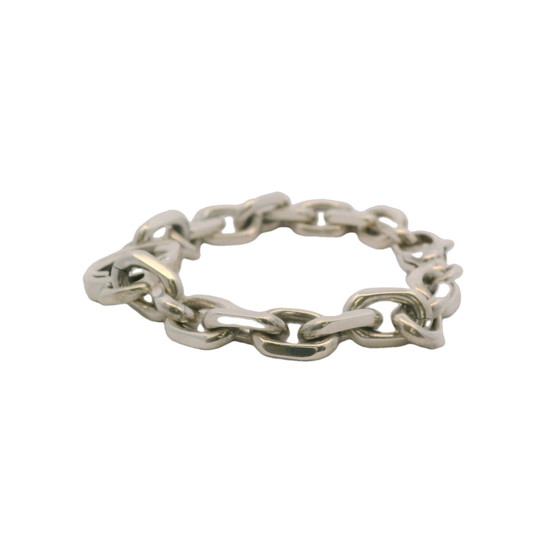 GUCCI 925 Sterling Silver Interlocking Chain Double Logo 8.5" Bracelet Made in Italy