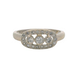 Vintage 18kt White Gold 3 Diamond 0.24ctw Halo Cluster Cocktail Ring Size 6.75
