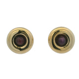 Vintage Denise Roberge Solid 18kt Yellow Gold and Cabochon Star Ruby Omega-Back Earrings