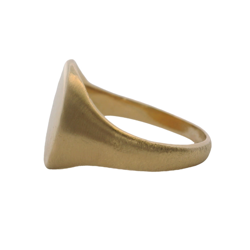 Vintage Solid 14kt Yellow Gold Blank Satin Finish Sides Signet Ring Size 6.5