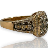 Tasha R Jewelry Solid 14kt Rose Gold Rectangular 1.41ctw Diamond Cluster Ring with White, Yellow, and Brown Diamonds Size 7