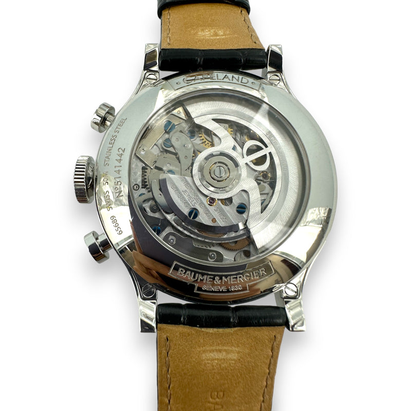 Baume & Mercier Capeland Flyback 65689 44mm Steel Chrono Leather Watch