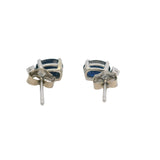 Solid 14kt White Gold Oval Natural Sapphire and Diamond Stud Earrings