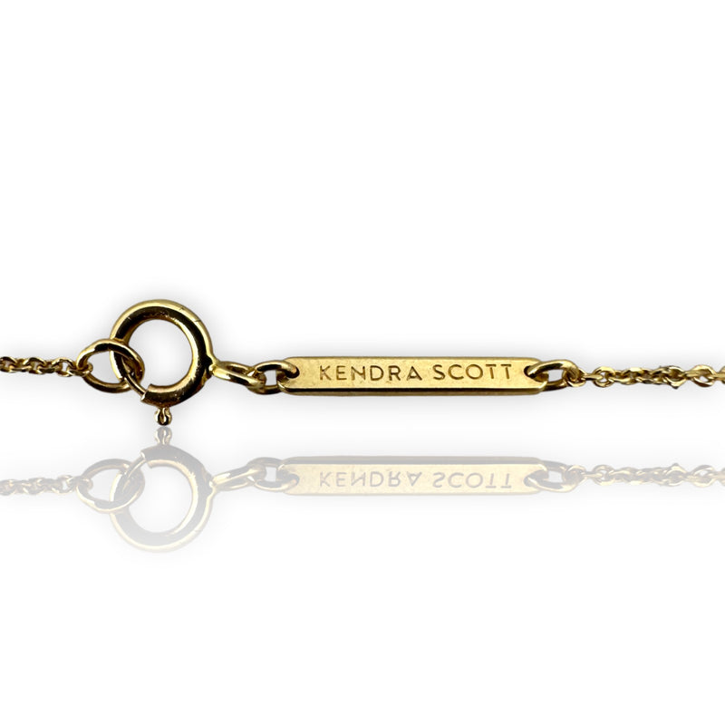 Kendra Scott Shannon Solid 14k Yellow Gold Collar Necklace with 5 Diamond Stations Adjustable Chain 16-18"