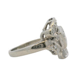 Vintage 1950s Retro 14kt White Gold and Diamond Cluster Cocktail Ring Size 6