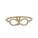 Solid 14kt Yellow Gold Thin Dainty Bow Ribbon Ring Made In Turkey Size 7