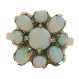 Antique 1900-1910s 10k Yellow Gold Jonas Koch White Opal Flower Shaped Cluster Ring Size 6.5