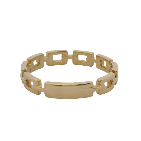 Solid 14kt Yellow Gold and Diamond Pave Chain Band Ring Size 8