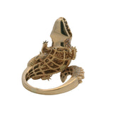 Vintage 14kt Yellow Gold and Pave 1.3ctw Natural Diamond Alligator 3D Statement Ring Size 6.75