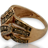 Kay Jewelers 10kt Rose Gold LeVian-style Brown and White Diamonds Crossover Statement Ring Size 6.75
