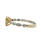 Modani Solid 18kt 2-Tone Gold Fancy Yellow Heart Diamond Solitaire with Accent Diamonds Size 8