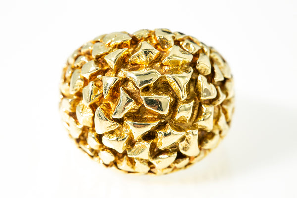 Vintage Bauble Nugget 18k 750 Yellow Gold Domed Ring Size 6.5