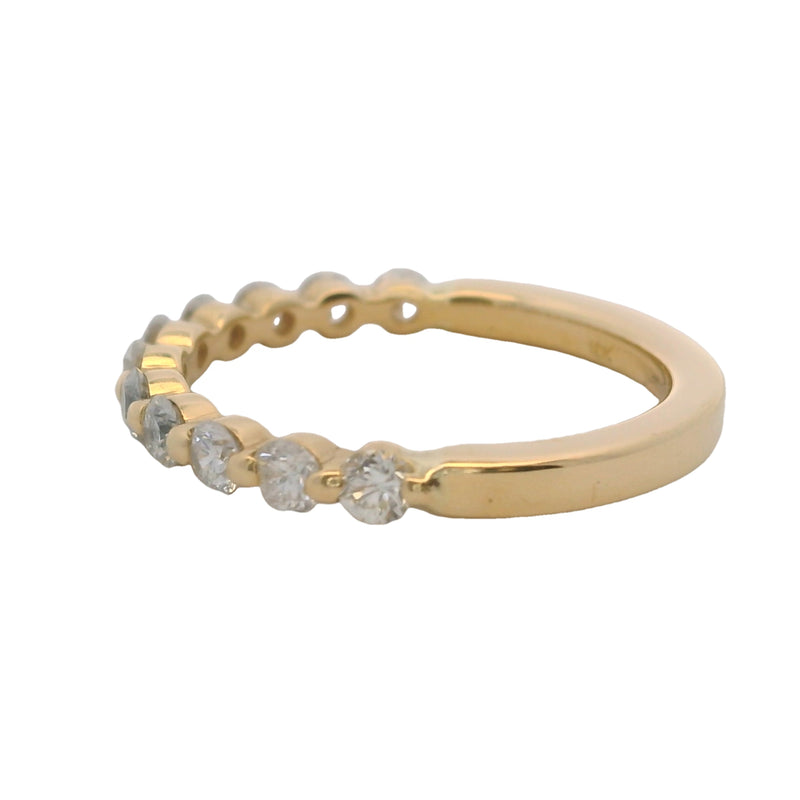 Solid 18kt Yellow Gold and 2-Prong Set 0.44ctw Diamond Half-Eternity Wedding Band Ring Size 5