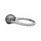 David Yurman Retired Solid 18kt White Gold Tahitian Black Pearl Solitaire Ring with Twisted Rope Style Band Size 6