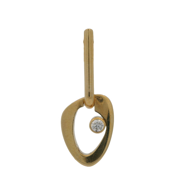 Georg Jensen Rare Solid 18kt Yellow Gold Modern Single Dangle Earring with Diamond