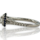 Vera Wang Love Collection 14kt White Gold Double Halo Diamond and Sapphire Pave Engagement Ring Size 6.5