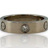 Vintage 1998 Cartier 18kt White Gold 5.5mm Classic Love Ring with 3 Diamonds Size 9.5 (61)