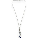 LeVian Solid 14kt White Gold Ombre Graduated Blue Blueberry Sapphire and White Vanilla Diamond Pendant on 18" Cable Chain