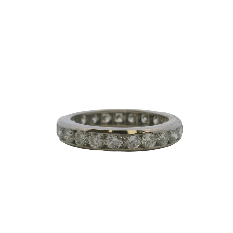 Solid 14kt White Gold and 1.61ctw Diamond 3.5mm Wide Channel-Set Eternity Stackable Band Size 5.75