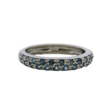 Solid 14kt White Gold and Cornflower Blue Sapphire Cluster Band Ring Size 6.75