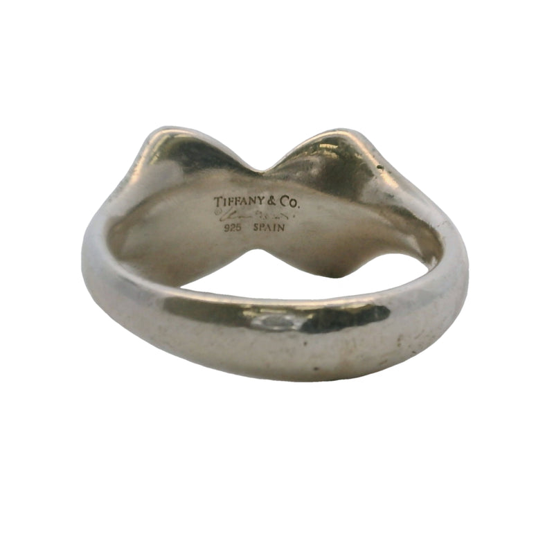 Vintage Tiffany & Co Elsa Peretti Rare 925 Sterling Silver Curved Bow Tie Ring