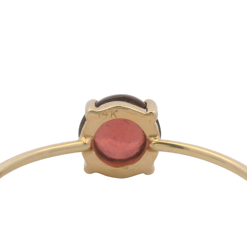 Solid 14kt Yellow Gold Pink Tourmaline Cabochon Dainty Stackable Ring Size 7