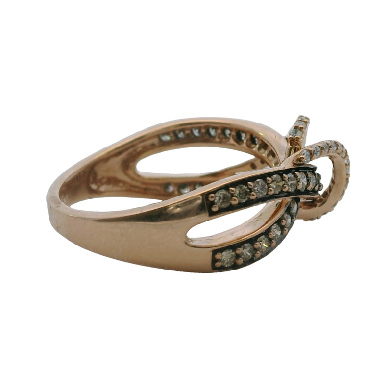 Le Vian 14kt Rose Gold White and Cognac 1/2ctw Diamond Loop Orbit Ring Size 7