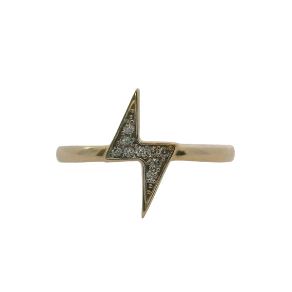 E&Co Solid 14kt Yellow Gold and CZ Lightning Bolt Ring Size 6.5