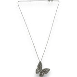 EFFY Nature Collection Solid 14kt White Gold and 1.88ctw Diamond Butterfly Pendant with Matching 16"-18" Adjustable 14kt Chain