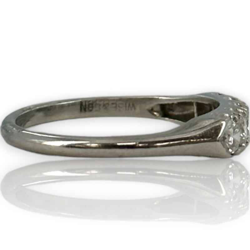 Late Art Deco William Wise & Son Platinum and Diamond Half Eternity Band Wedding Stackable Ring