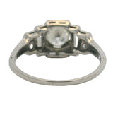 Antique 1920s Art Deco Old European and Baguette Diamond 900 Platinum Engagement Ring Size 7