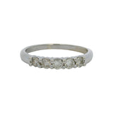Solid 14kt White Gold and Diamond 5-Stone Wedding Stackable Band Ring Size 8.5