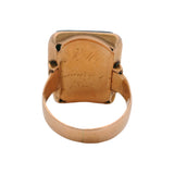 Antique Victorian 1879 14kt Yellow Gold Onyx M or W Carved Signet Ring Size 7