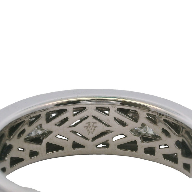 Vera Wang Love Solid 14kt Gold and Princess Cut Diamond Channel Set 7.2mm Band Ring With Side Sapphires