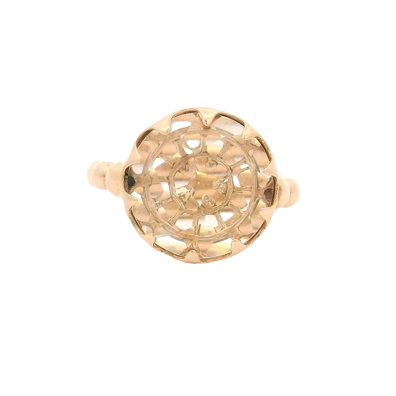 Laurent Gandini Bon Ton Collection 9kt Rose Gold Transparent Rock Crystal Ring Made in Italy