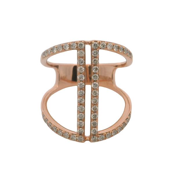 EFFY Solid 14kt Rose Gold and Diamond Cocktail Long Cage Ring Size 7