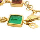 Tagliamonte Italian 18kt Yellow Gold Venetian Glass Animal Intaglio and Ruby 8.25" Bracelet
