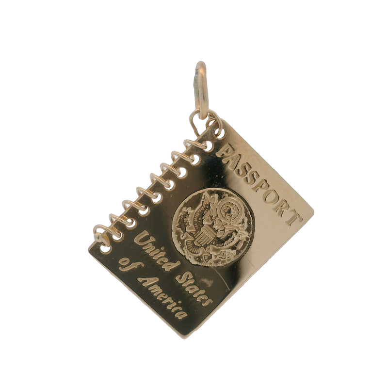 14kt Yellow Gold United States of America Passport Open Engravable Notebook Charm