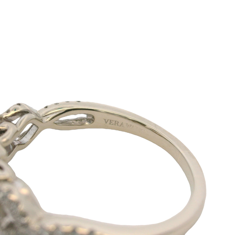 Vera Wang Love Oval 0.50ct Diamond Solitaire Ring with Diamond Halo and Twisted Band Size 8