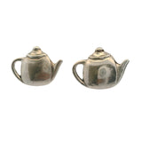 Solid 925 Sterling Silver Teapot 15mm Wide Stud Earrings