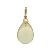RL 14kt Yellow Gold Peridot Teardrop Large Drop Necklace Pendant With Diamond Bail