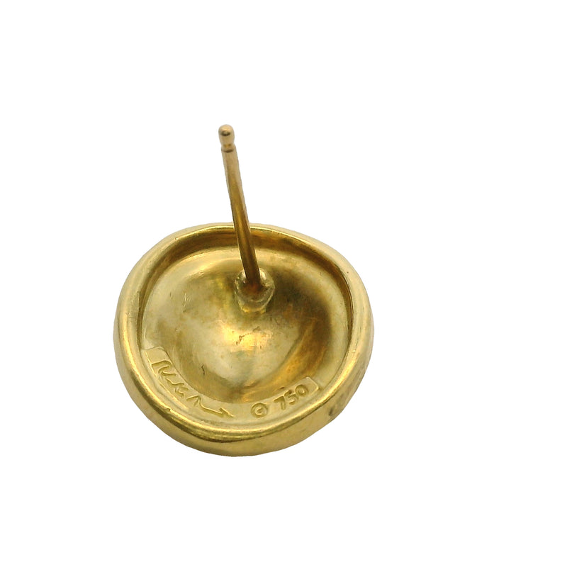 Vintage Robert Lee Morris Solid 18kt Yellow Gold Disc Button 13mm Stud Earrings