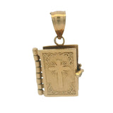 Solid 14kt Yellow Gold Openable Spanish Holy Bible Small Dangle Charm