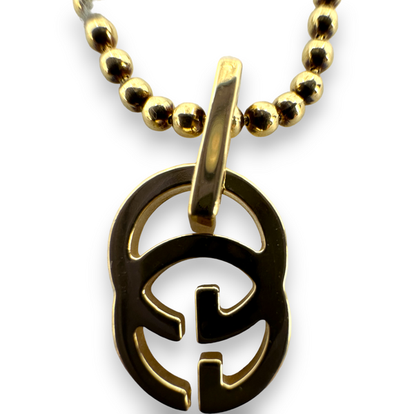 Gucci GG 18K Yellow Gold Beaded Chain Pendant Necklace