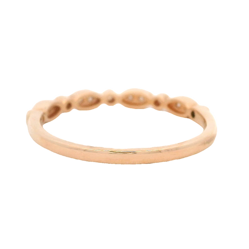 14kt Rose Gold and CZ Cubic Zirconia Fashion Milgrain Alternating Shapes Half Eternity Band