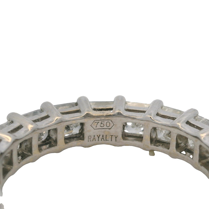 Rayalty Jewelry Solid 18kt White Gold and 3.99ctw Princess Cut Diamond 4.11mm Eternity Band Ring Size 6.75