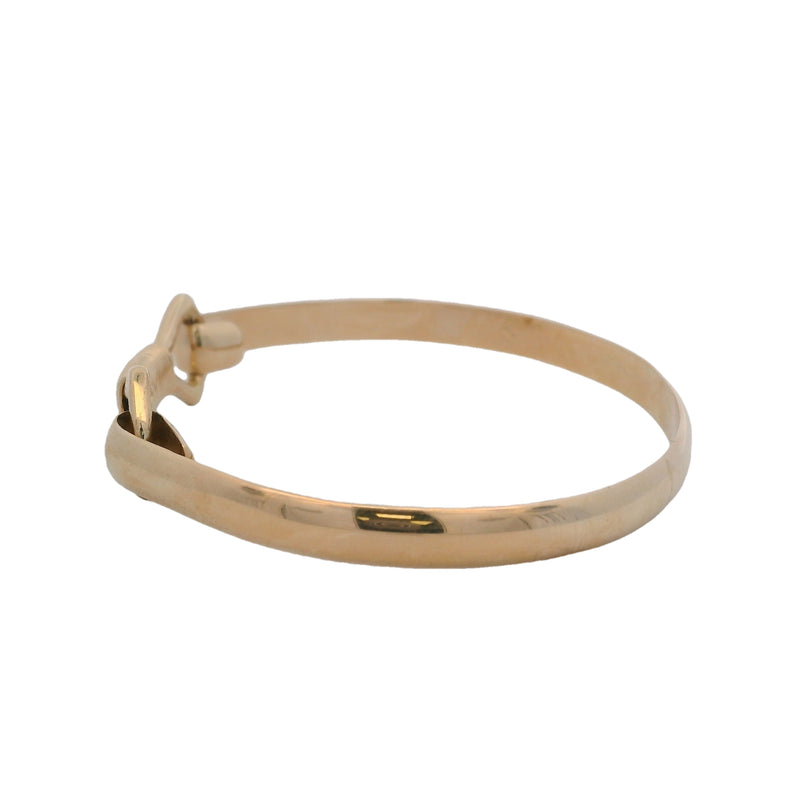 Sonya's Jewelry Solid 14tkt Rose Gold Balance Coil Hook Clasp Bangle Bracelet 7.5"