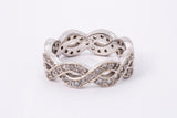 Cubic Zirconia Pave Infinity Twisted Eternity Band 925 Sterling Silver Ring Size 5 3/4