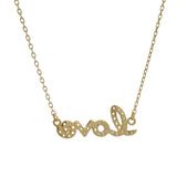 Solid 14kt Yellow Gold and CZ Cubic Zirconia "Love" Stationed Pendant Necklace 18.5"