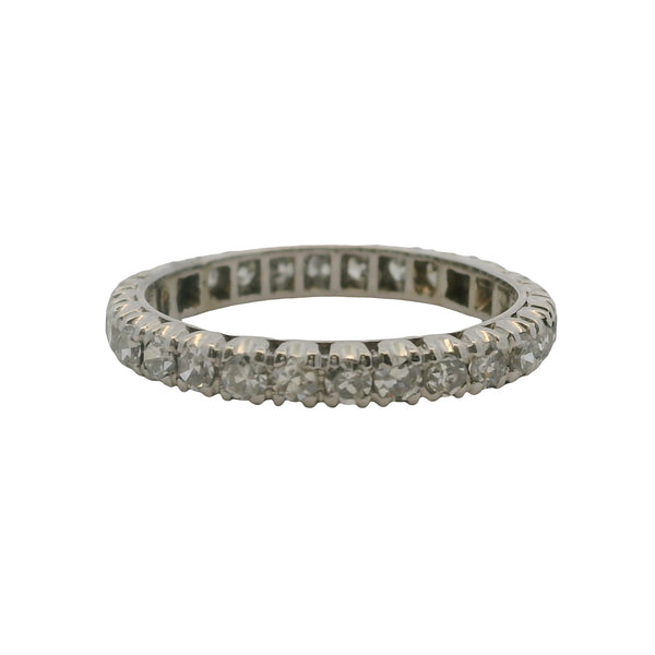 Vintage Solid 950 Platinum 0.84ctw Diamond Full Eternity 2.8mm Ring Band Size 6.75